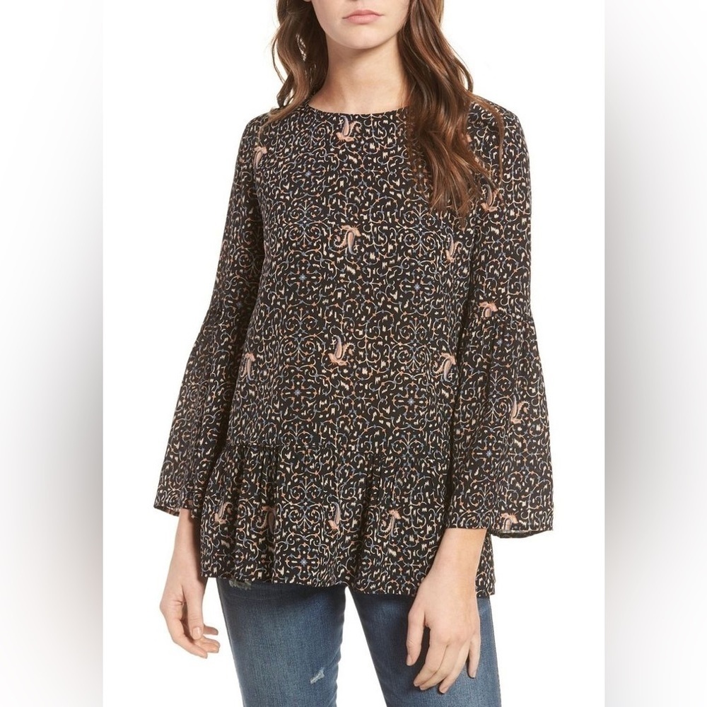 Madewell Fiesta Paisley 100% silk Top Size Small